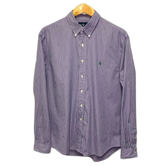 Ralph Lauren Purple Blue White Stripe Long Sleeve Button Down Dress Shirt Sz XL - Picture 2 of 9
